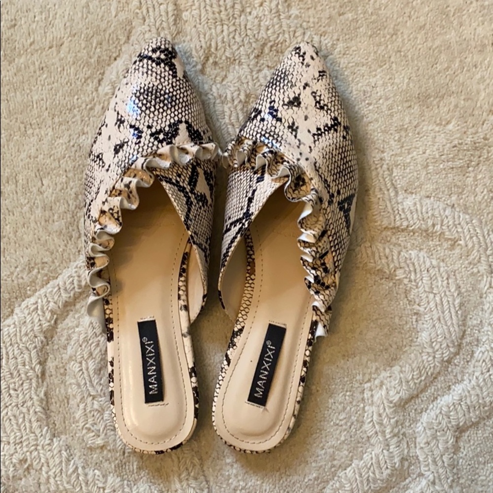 Manxixi Snake Skin flat mules/ slides